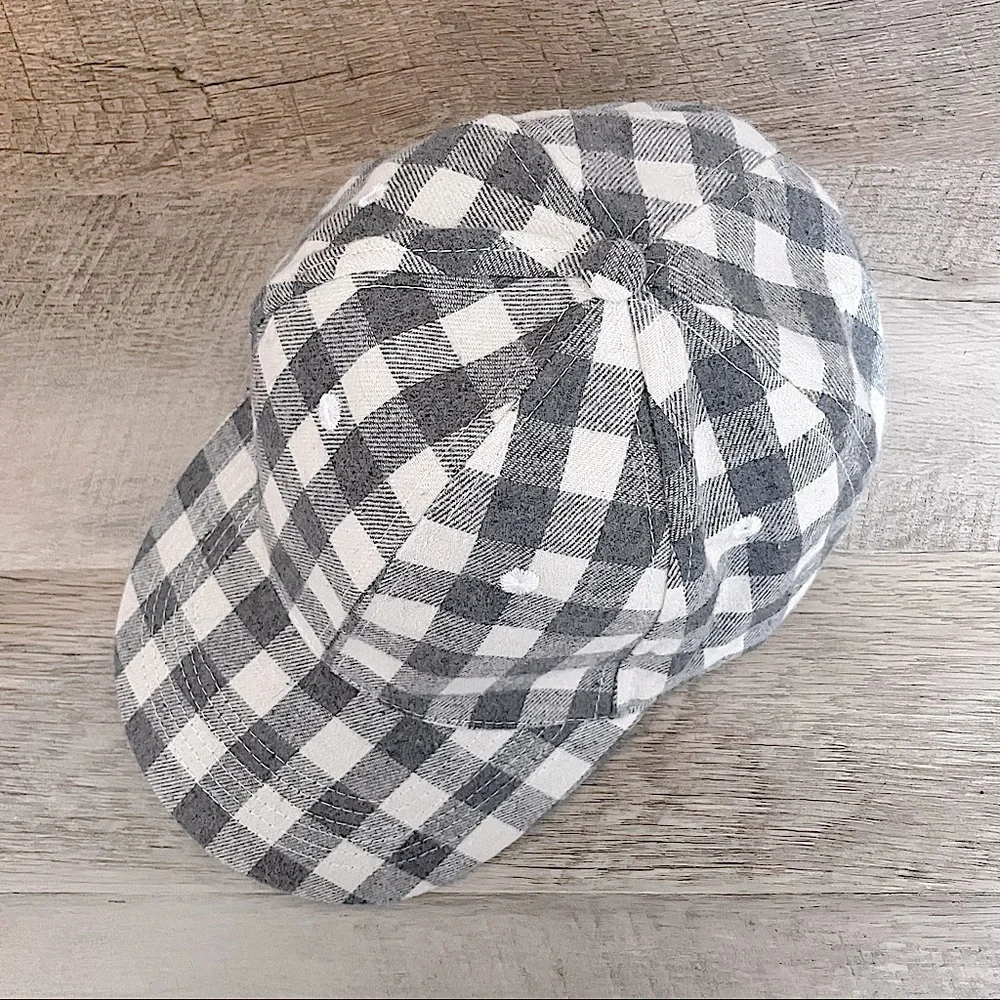 🌺 Cocus Pocus Buffalo Check Classic Gray & White Gingham Baseball Cap